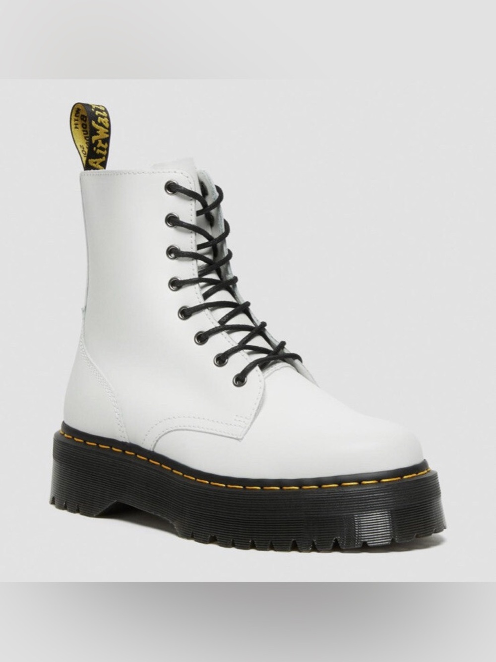 Dr. Martens Jadon White Smooth Leather Platform Boots 8